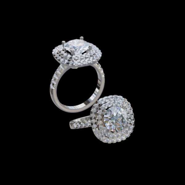 實驗室鑽石圓形女戒2克拉D.vs1 