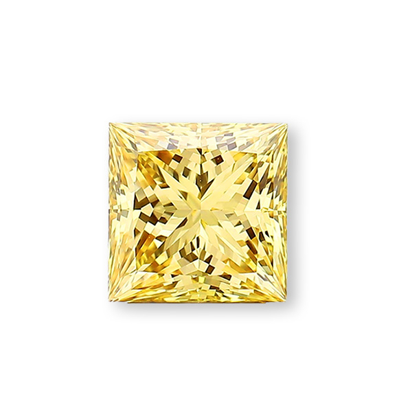 實驗室黃彩鑽公主形裸石3克拉 