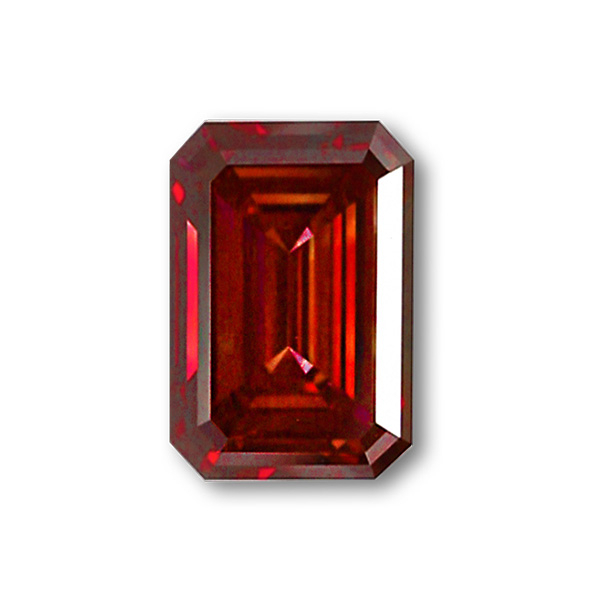 實驗室紅彩鑽祖母綠形裸石7克拉 