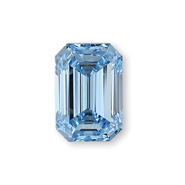 實驗室藍彩鑽祖母綠形裸石3克拉 