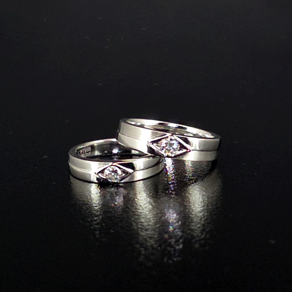 實驗室鑽石圓鑽男女對戒(2只) 